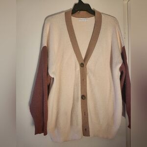 Primark Cream & Tan Colorblock Ribbed Cardigan